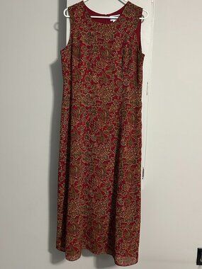 Pendleton Vintage Red/Maroon Floral Print Sleeveless Maxi Dress Women's Size 10
